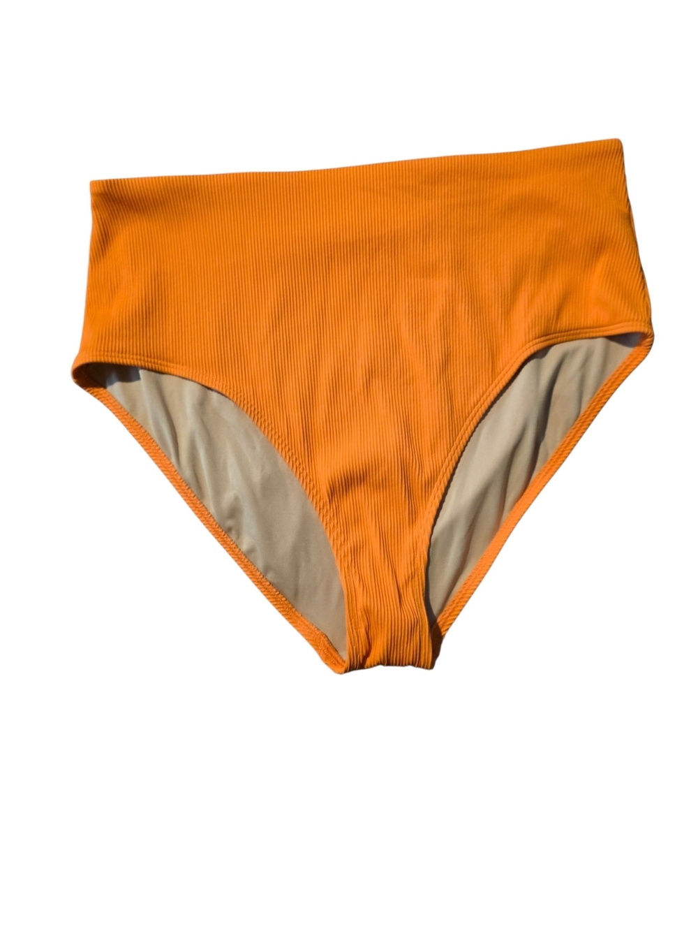 Old Navy Ribbed High-Waist Bikini Bottoms in Bright Orange